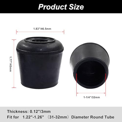8pcs 1-1/4 Inch Round Chair Leg Tips Caps, Non-Slip Rubber Chair Leg Floor Protectors, Black Furniture Leg Caps Fit for 1.22"-1.26" (31-32mm) Diameter Round Feet - size: 1-1/4 Inch-Black