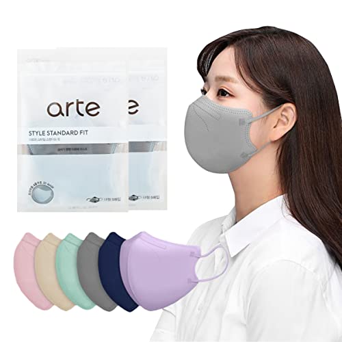[20 pcs] Arte Korea Face Mask for Adults – Bird Beak type 2D Protective Health Face Mask for Dust and Smoke – 4-Layer Protective Filter – Ideal Fit for Comfortable Wear - Gray - color: Gray [20p]