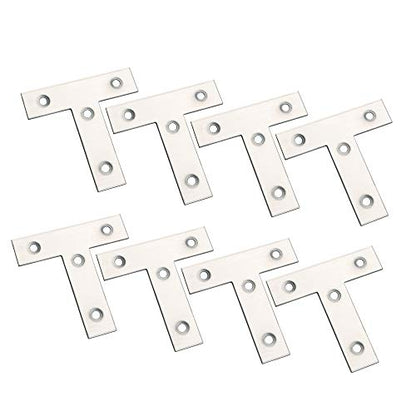 Alise T Flat Brackets,Corner Bracket Corner Brace Mending Plate Repair 60mm x 60mm Stainless Steel Flat Braces for Wood Tables, Chairs, Sofas, Beds, Cabinets, Doors and Windows,Brushed,Pack of 8 - size: 60x60mm, style: Brushed