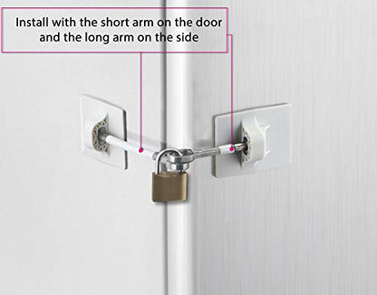 Refrigerator Door Lock with Padlock - White - color: 1-Pack, White with Keyed Padlock