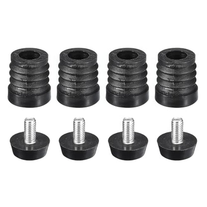 uxcell 4Pcs Inserts for Round Tubes with Leveling Feet, for 19mm/0.75" OD Round Tube, M6-1.0mm Thread Black Plastic Furniture Chair Blanking End Caps Insert Plugs