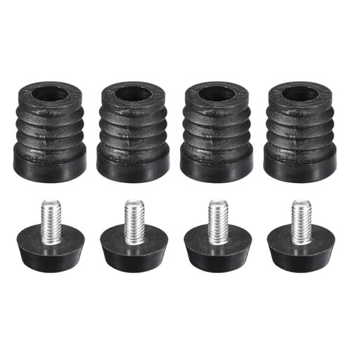 uxcell 4Pcs Inserts for Round Tubes with Leveling Feet, for 19mm/0.75" OD Round Tube, M6-1.0mm Thread Black Plastic Furniture Chair Blanking End Caps Insert Plugs