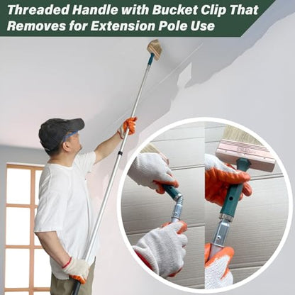 Deck Stain Brush, 8 Inch Deck Paint Brush with Threaded Handle for Extension Pole, Wide Large Brushes for Staining Wood, Fence, Walls, Lime Wash Paint Brush - color: 8 Inch