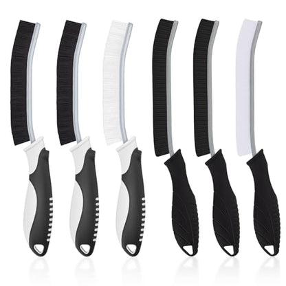 TQRR Cleaning Brush-Hard Crevice Cleaning Brushes, Multifunctional Window Groove Brushes, Grout Brush, Cleaning Tool for Bathroom, Kitchen, Toilet, Tile, Sink, Home (6, Black) - color: Black