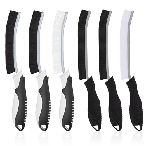 TQRR Cleaning Brush-Hard Crevice Cleaning Brushes, Multifunctional Window Groove Brushes, Grout Brush, Cleaning Tool for Bathroom, Kitchen, Toilet, Tile, Sink, Home (6, Black) - color: Black