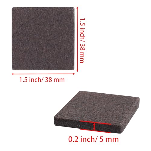 1.5inch Square Felt Furniture Pads, 16Pcs Self Adhesive Cuttable Felt Furniture Leg Pads Floor Protectors Furniture Sliders for Hardwoods Floors, Brown - size: 1.5x1.5inch