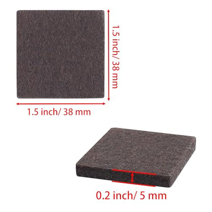 1.5inch Square Felt Furniture Pads, 16Pcs Self Adhesive Cuttable Felt Furniture Leg Pads Floor Protectors Furniture Sliders for Hardwoods Floors, Brown - size: 1.5x1.5inch