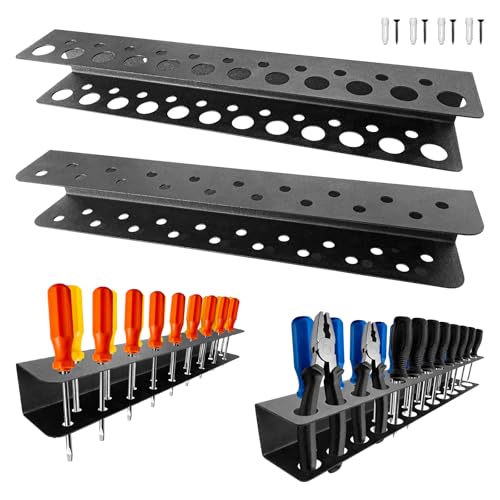 2 Pack Screwdriver Organizer Wall Mounted – Heavy Duty Rustproof Tool Organizer with Durable Design, Space-Saving Storage for Garage, Workshop, Home Workbench