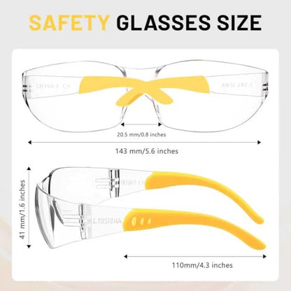 Salfboy Anti Fog Wraparound Safety Glasses Bulk, ANSI Z87.1 Certified for Construction, Yard Work, Laboratories - style: Yellow Leg