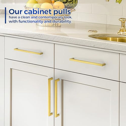 JOY DECOR 2 Pack Gold Cabinet Handles, 10 Inch Hole Center Cabinet Pulls – Square Stainless Steel Kitchen Knobs for Drawers, Dressers, Cupboards & Vanities - size: 10 Inch Hole Center