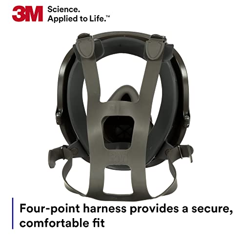 3M Full Facepiece Reusable Respirator 6700, NIOSH, Large Lens, ANSI High Impace Eye Protection, Silicone Face Seal, Four-Point Harness, Comfortable Fit, Painting, Dust, Chemicals, Small - style: Small