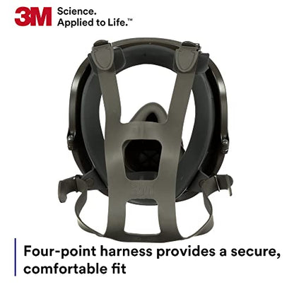 3M Full Facepiece Reusable Respirator 6700, NIOSH, Large Lens, ANSI High Impace Eye Protection, Silicone Face Seal, Four-Point Harness, Comfortable Fit, Painting, Dust, Chemicals, Small - style: Small
