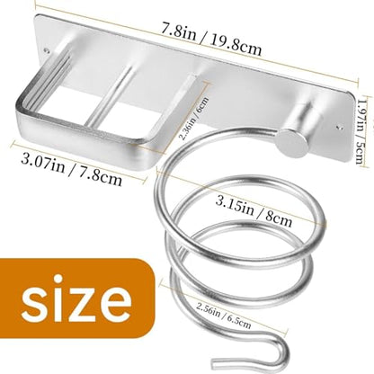 YUET Hair Dryer Holder Hairdryer Station Wall Mounted Shelf Bracket Straightener Stand Hanger Organizer Blow Storage with Cable Tidy Rack for Dressing Table Bathroom Aluminum Professional, Silver - color: Silver