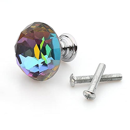 Akstore 10 Pcs Crystal Glass Cabinet Knobs 30mm Diamond Shape Drawer Kitchen Cabinets Dresser Cupboard Wardrobe Pulls Handles (Colorful) - color: Colorful