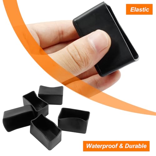 20Pcs Rectangle Furniture Leg Caps 1" x 1-3/4" (25 x 45mm) - Black Rubber Chair Leg Caps Covers Floor Protectors for Chair, Table - size: 25×45mm