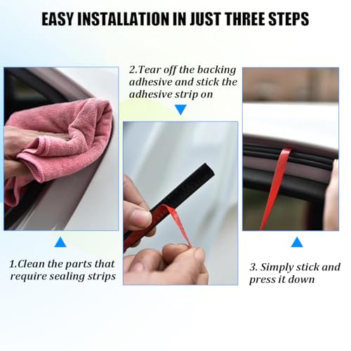 Double Layer Car Door Rubber Seal Strip, 32.80FT 2 Holes Noise Insulation Automotive Sealing Strip Stickers, Self-Adhesive Vehicle Stripping Edge Protector Accessories, Universal Fit
