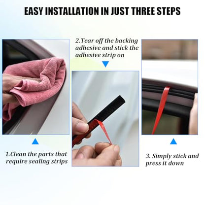Double Layer Car Door Rubber Seal Strip, 32.80FT 2 Holes Noise Insulation Automotive Sealing Strip Stickers, Self-Adhesive Vehicle Stripping Edge Protector Accessories, Universal Fit