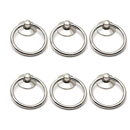 Drawer Ring Pull Drop Ring Knobs in Silver Tone - (6 Pcs)