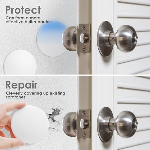 Door Stoppers 4 Pack, Large 3.15" Door Stopper for Wall with Strong Thickened Adhesive, Quiet and Shock Absorbent Wall Protectors from Door Knobs, Protects Every Surface - White - style: L 4Pack
