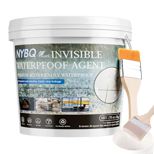 NYBQ Waterproof Sealant Coating 70oz, Transparent Invisible Waterproof Agent, Super Strong Anti-Leakage Polyurethane Coating for Bathroom, Roofs, Kitchen, Patio, Walls, Indoor & Outdoor - style: 70OZ