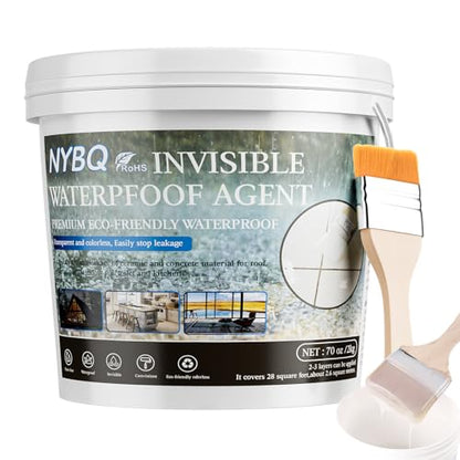 NYBQ Waterproof Sealant Coating 70oz, Transparent Invisible Waterproof Agent, Super Strong Anti-Leakage Polyurethane Coating for Bathroom, Roofs, Kitchen, Patio, Walls, Indoor & Outdoor - style: 70OZ