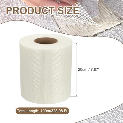 PATIKIL Drywall Repair Mesh Tape, 8 inch x 328 ft Fiberglass Repair Patch Self-Adhesive Dry Wall Joint Tape 9 Mesh Wall Hole Crack and Seam Patch, White - size: 8 inch x 328 Feet
