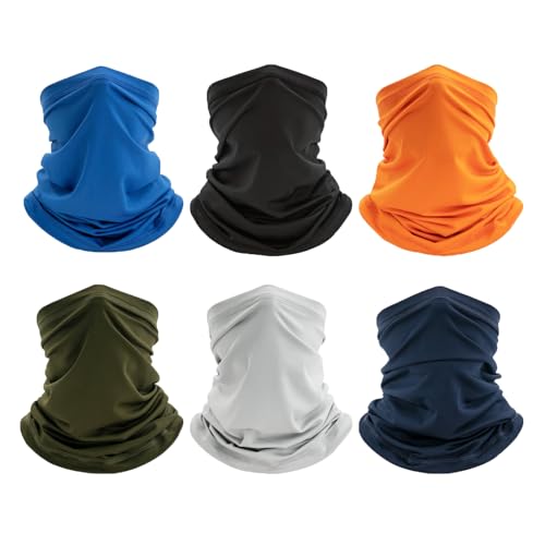 Neck Gaiter Bandana Face Mask: 6 Pack Cooling Gator Mask Ski Neck Scarf Breathable Face Cover Balaclava - color: Multicolor Dark 6pack