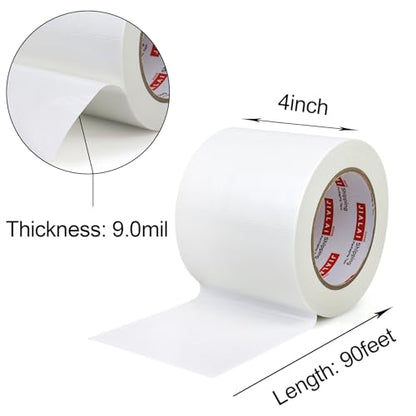 Wide Duct Tape, Industrial Grade 30Yards (90 ft) Wide Tape 4in Duct, 9 Mil Heavy-Duty, Waterproof, Strong, Flexible, No Residue, for Crafts & Home Improvement (White, 4'' x 90ft) - color: White, size: 4'' x 90ft
