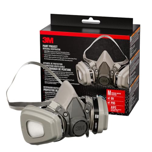 3M P95/OV Paint Project Reusable Respirator 6211, Medium Size, NIOSH-APPROVED Organic Vapor Cartridge & P95 Rated Filters, Lightweight, Flexible, Thermoplastic Faceseal For Comfort (6211P1-DC) - size: Medium