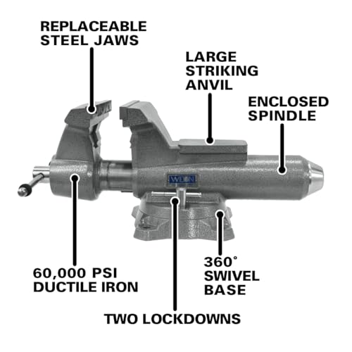 Wilton Mechanics Pro Bench Vise, 10" Jaw(Width-12", Opening-5-1/4") Throat (Model 8100M), gray - size: 10 in.