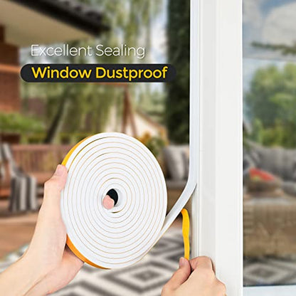 Ravinte 32 Feet Weather Stripping Door Seal, 1/2" Wide x 1/8" Thick, White, CR Foam & Neoprene, Soundproofing, Air Leakage Protection - color: White, size: 1/2In x 1/8In x 32Ft