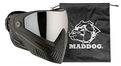 Maddog Dye i5 Thermal Anti-Fog Paintball Airsoft Mask Goggle System Combo with Microfiber Bag | Safety Certified Protection - color: Onyx