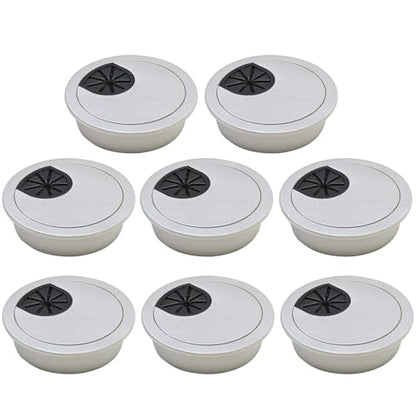 Desk Grommet 2-1/16" (53 mm), Desk Cord Hole Cover, Cable Grommet ABS Plastic, Desk Hole Grommet for Office and Home Table Cable, Detachable Cable Cord Organizer (Silver Sand 8 Pcs) - size: 2-1/16" (53 mm), style: 8 pcs Silver Sand