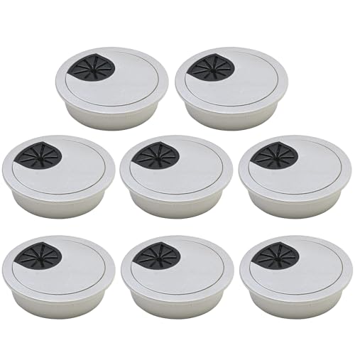 Desk Grommet 2-1/16" (53 mm), Desk Cord Hole Cover, Cable Grommet ABS Plastic, Desk Hole Grommet for Office and Home Table Cable, Detachable Cable Cord Organizer (Silver Sand 8 Pcs) - size: 2-1/16" (53 mm), style: 8 pcs Silver Sand