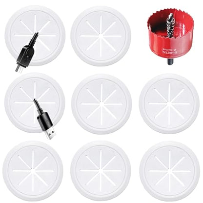 8 Pack TV Wire Hider for Wall, 1.97 Inch (50mm Hole) Cord Hider in Wall Cable Management Kit, Includes 8 Pass Throughs and 1 Hole Saw Drill Attachment Easy to Install - size: 50mm - 8 Pack
