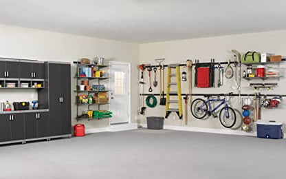 Rubbermaid 20-Piece FastTrack Garage Wall-Mounted Storage Kit 5 Rails and 15 Hooks for Home/House/Tool/Sports/Utility Purposes - size: 5 Rails, 15 Hooks