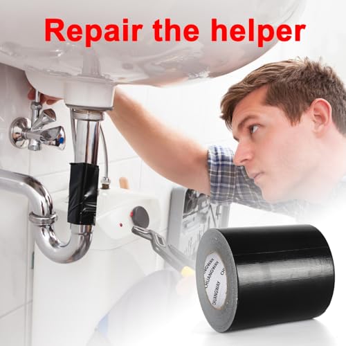 Duct Tape Heavy Duty,6 Inches x 55 Yards,9 Mil Thickness,Strong Industrial Strength,Flexible,No Residue,Waterproof and Tear by Hand,Multi-Use for Indoor & Outdoor Repairs(Black) - size: 6Inch X 55yds