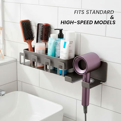 Hair Dryer Holder Wall Mounted - Hair Dryer Organizer - Bathroom Wall Storage - Blow Dryer Holder Wall Mounted - Hair Tool Organizer