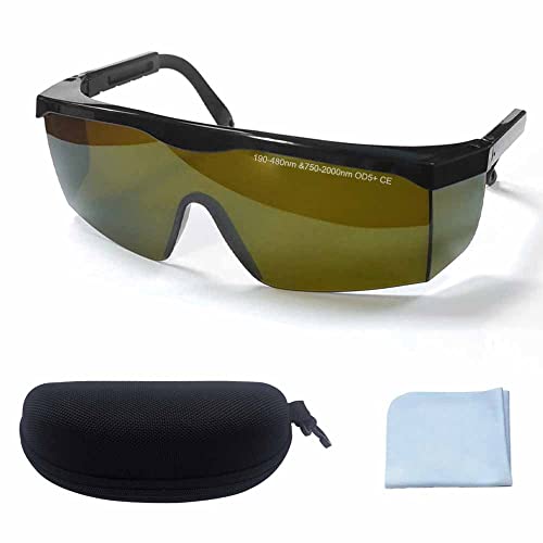 Laser Safety Glasses Eye Protection, OD 5+190nm-480nm &750nm-2000nm Wavelength IPL Laser Glasses Eye Protection, Infrared Light for Laser Engraving Safety Goggles with Adjustable Temples - color: Green