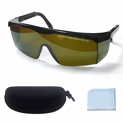 Laser Safety Glasses Eye Protection, OD 5+190nm-480nm &750nm-2000nm Wavelength IPL Laser Glasses Eye Protection, Infrared Light for Laser Engraving Safety Goggles with Adjustable Temples - color: Green