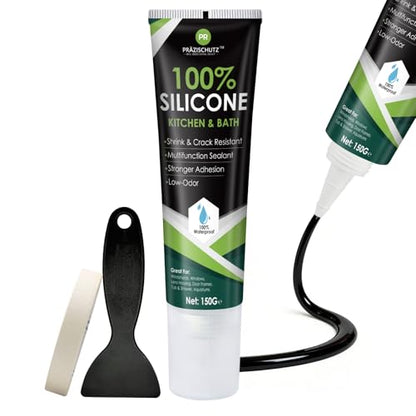 RTV Silicone Sealant - 100% Silicone, Waterproof, Strong Adhesion, Flexible & Durable, Heat & Cold Resistant, Ideal for Car, Kitchen, Bathroom, Window & Door Sealing(Black,150g) - color: Black