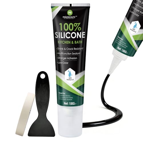 RTV Silicone Sealant - 100% Silicone, Waterproof, Strong Adhesion, Flexible & Durable, Heat & Cold Resistant, Ideal for Car, Kitchen, Bathroom, Window & Door Sealing(Black,150g) - color: Black