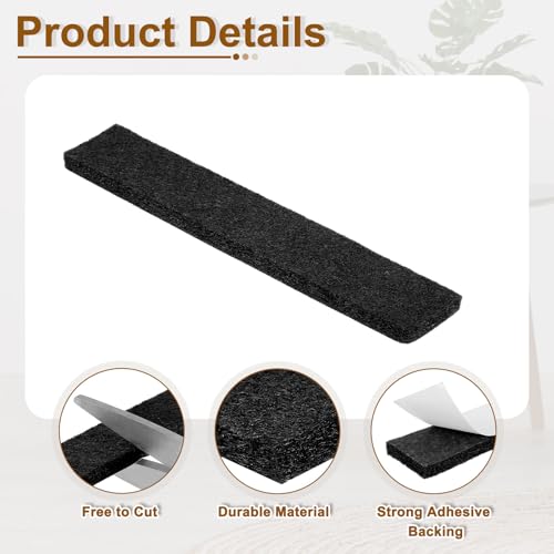 uxcell Felt Strips with Adhesive Backing, 10 Pcs 1" x 6" x 0.2" Anti Scratch Furniture Felt Tapes Self-Stick Pads for Protecting Hardwood Floor, Black - color: Black