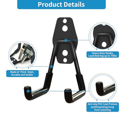 GeeWatom Garage Storage Utility Hooks，Garage Garden Tool Organizer，Steel Wall Mount Hooks, Garden Small U Hooks (4 Pack-Black) - color: 4 Pack-Black