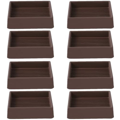 2x2 Square Rubber Furniture Caster Cups, Anti-Sliding Furniture Pads Bed Stopper Floor Protectors with Grip - Protect Any Flooring - size: 8 Pcs Brown
