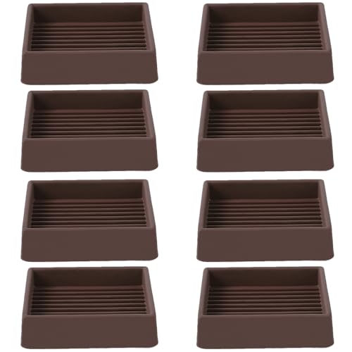 2x2 Square Rubber Furniture Caster Cups, Anti-Sliding Furniture Pads Bed Stopper Floor Protectors with Grip - Protect Any Flooring - size: 8 Pcs Brown