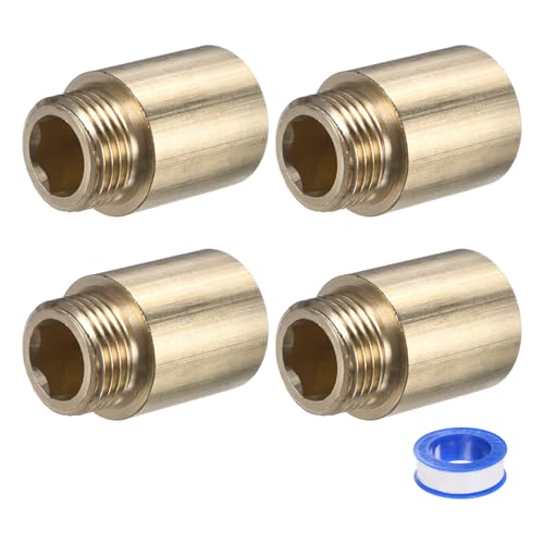 M METERXITY Shower Head Extension Arm, Brass G1/2 Male to Female Extension Pipe Fitting Adapter with PTFE Thread Seal Tape for Shower/Faucet, Pipe Plumbing Coupler 1.39"/35mm 3-Pack - size: 1.39"/35mm