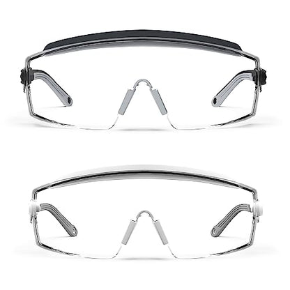 Anti Fog Safety Glasses Safety Goggles Over Glasses Protective Glasses with Anti Scratch Lenses Adjustable - color: 2 Pack (Black + White)