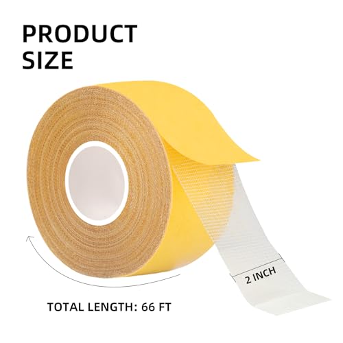KAIYUER Thin Double Sided Rug Tape Heavy Duty,2" x 66 FT,Carpet Tape for Rug Fixed,Wall,mats and Woodworker, Super Sticky Cloth Tape,Residue Free - size: 2"x66FT