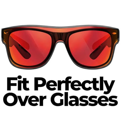 Cover-Ups Black Fit Over Sunglasses - Wrap Around Sunglasses - People Who Wear Prescription Glasses in the Sun - color: Red